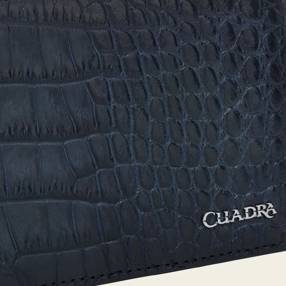 BC030AL - Cuadra blue alligator leather bi fold wallet for men