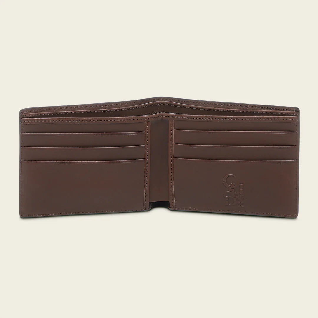 BC031RS - Cuadra honey cowhide leather bi fold wallet for men