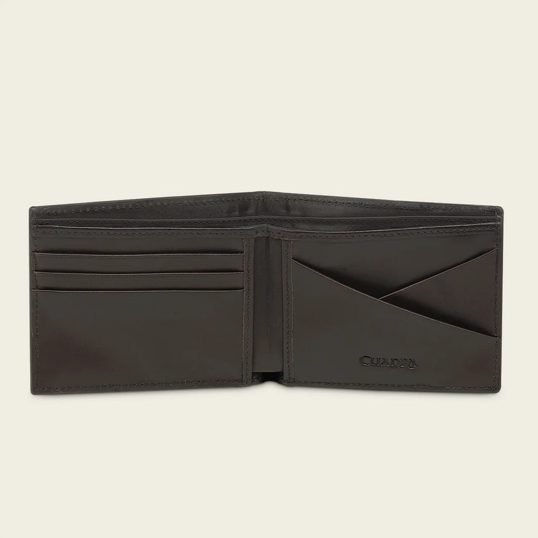 BC040AL - Cuadra chocolate alligator leather bi fold wallet for men