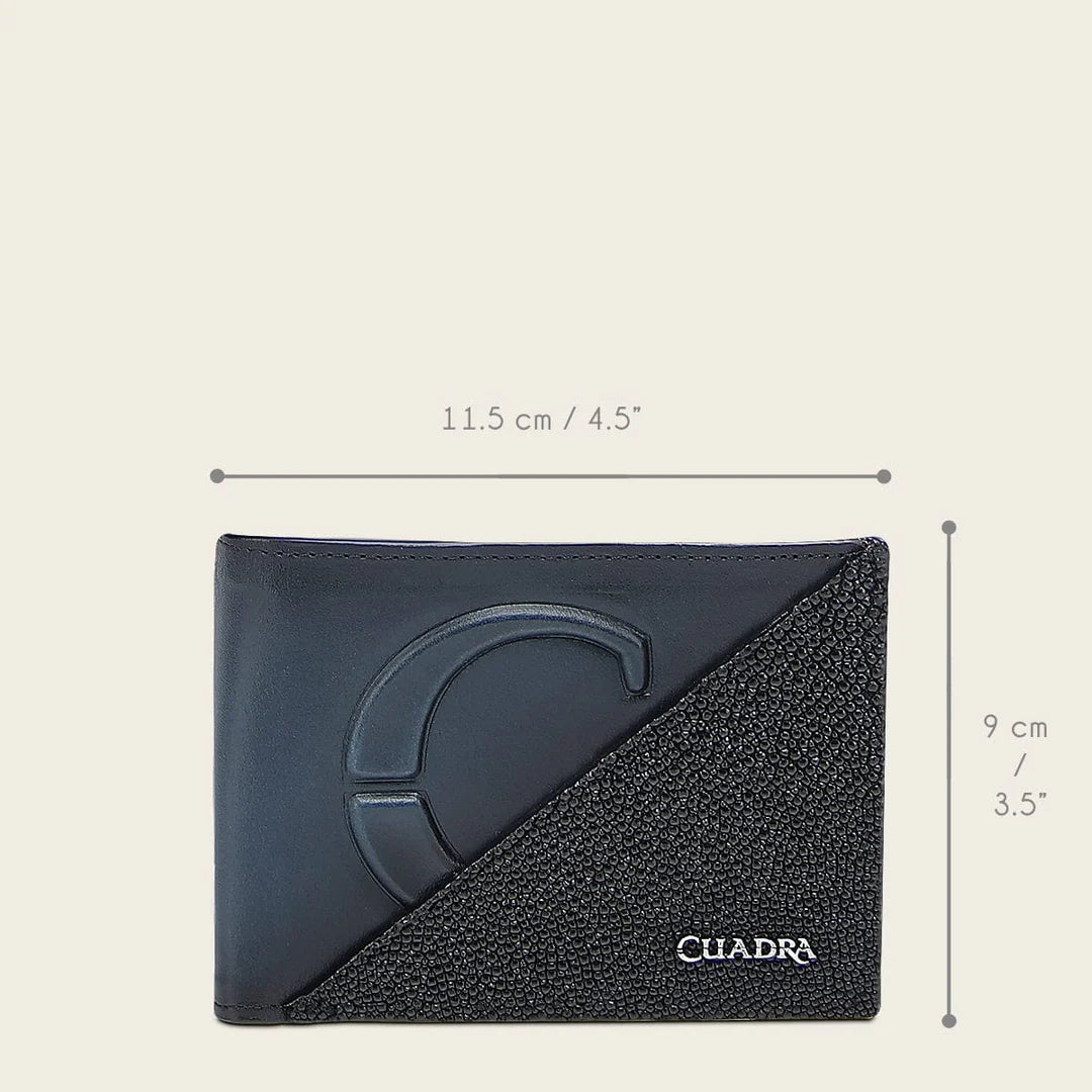 BC040MA - Cuadra Blue Classic Stingray Lather Bifold Wallet for Men