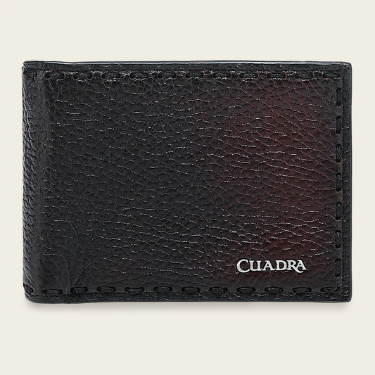 BC043VE - Cuadra wine deer leather bi fold wallet for men