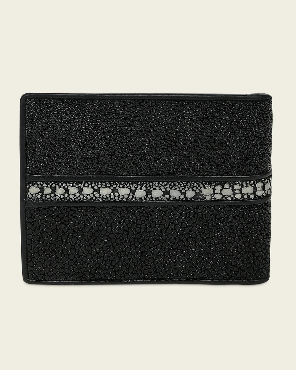BC057MA - Cuadra black stingray leather bi fold wallet for men