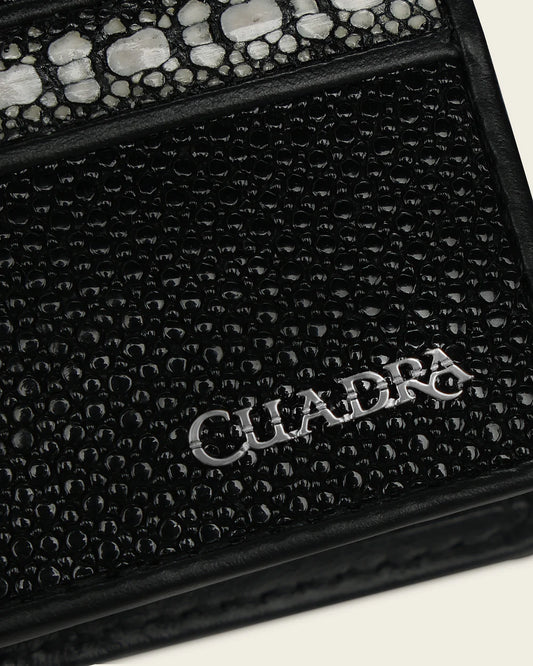 BC057MA - Cuadra black stingray leather bi fold wallet for men