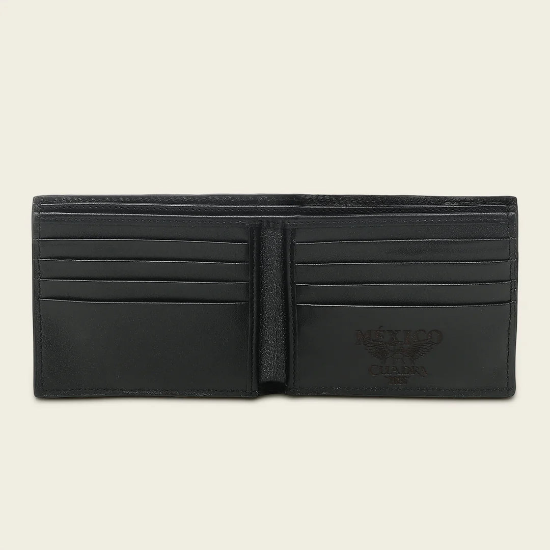 BC058AL - Cuadra black alligator leather bi fold wallet for men