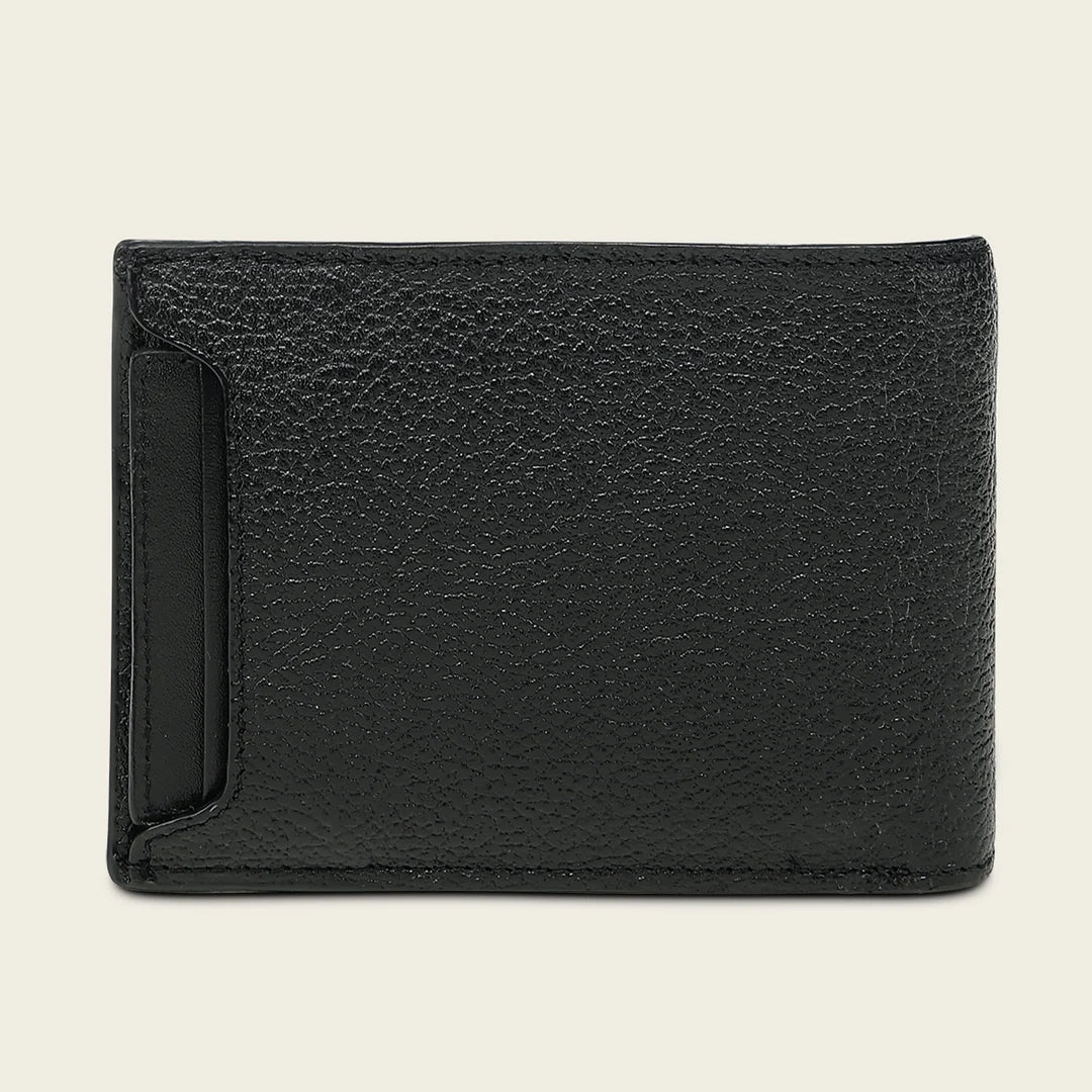 BC058AL - Cuadra black alligator leather bi fold wallet for men