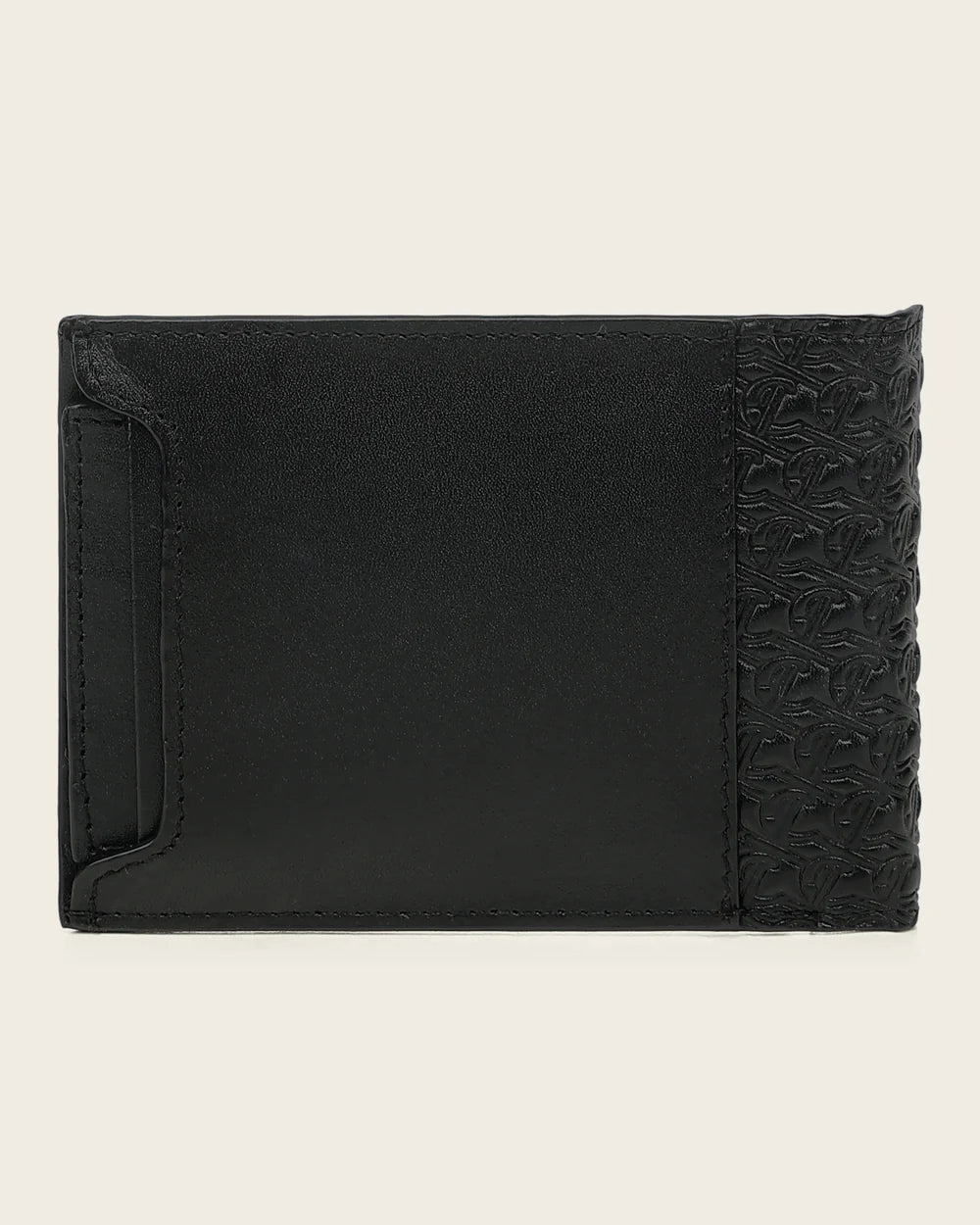 BC059RS - Cuadra Black Monogram Leather Bi-Fold Wallet & Card Case Set for Men