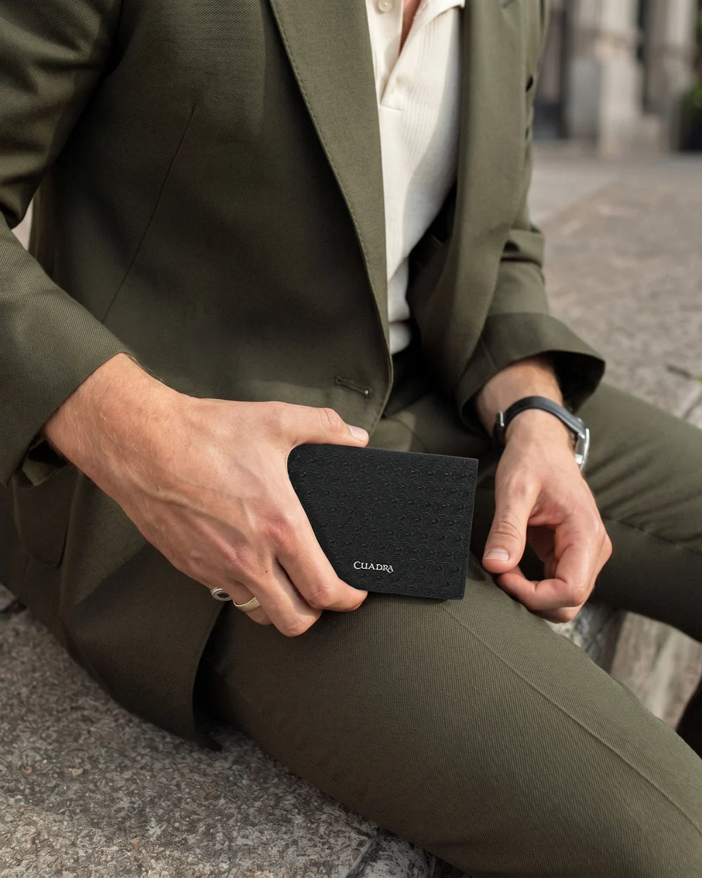 BC059RS - Cuadra Black Monogram Leather Bi-Fold Wallet & Card Case Set for Men