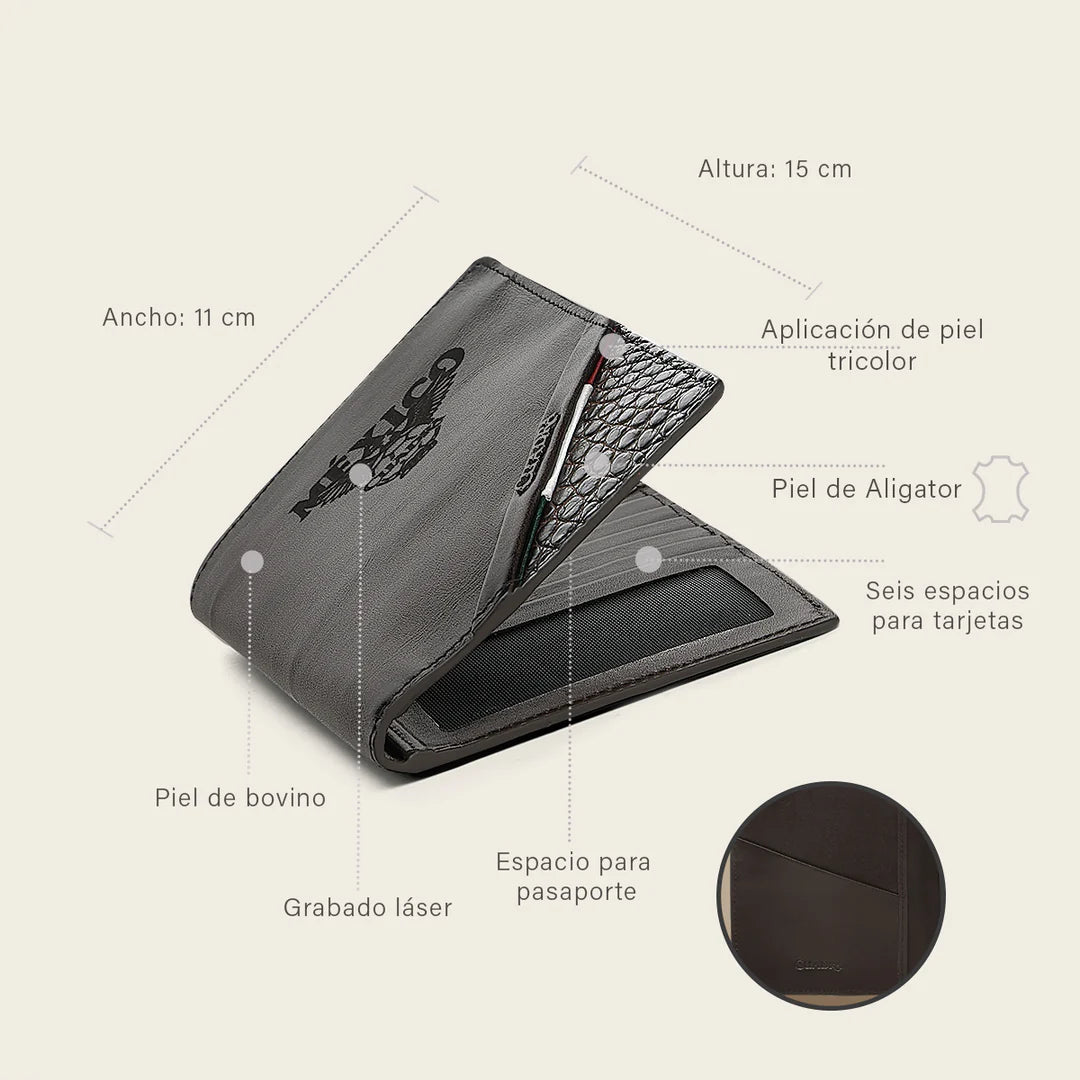 BC061AL - Cuadra brown alligator leather passport holder