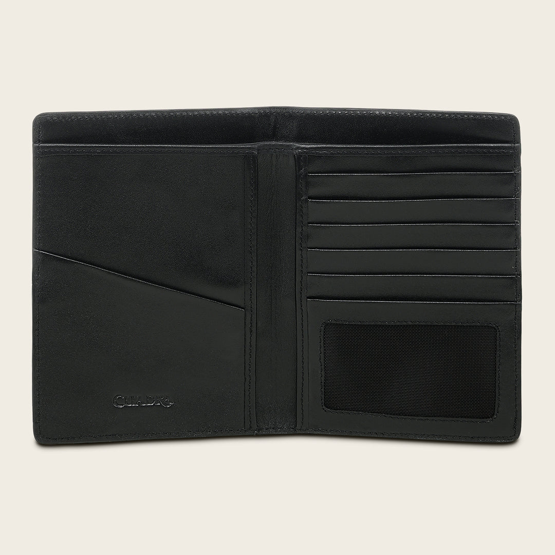 BC061AL - Cuadra black alligator leather passport holder