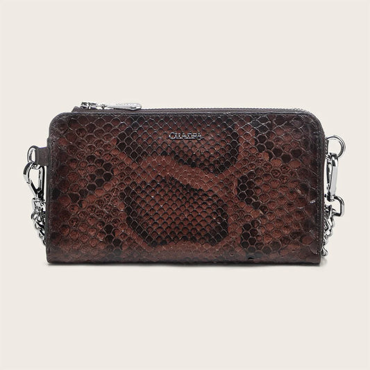 BD229PM - Cuadra chocolate casual fashion python wristlet wallet for woman