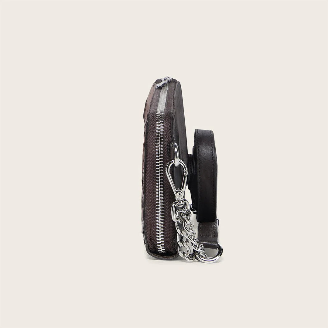 BD229PM - Cuadra chocolate python wristlet wallet for woman