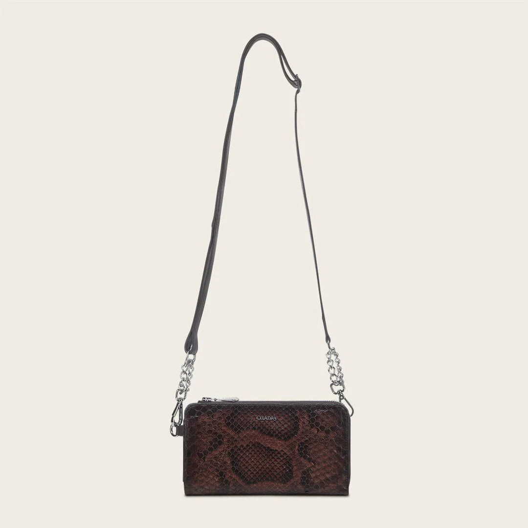 BD229PM - Cuadra chocolate python wristlet wallet for woman
