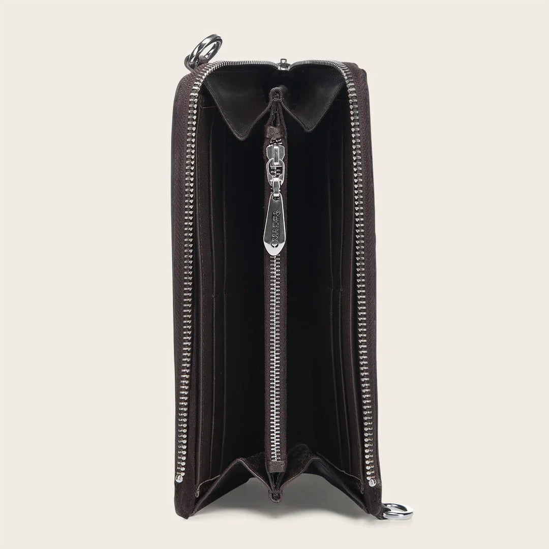 BD229PM - Cuadra chocolate python wristlet wallet for woman