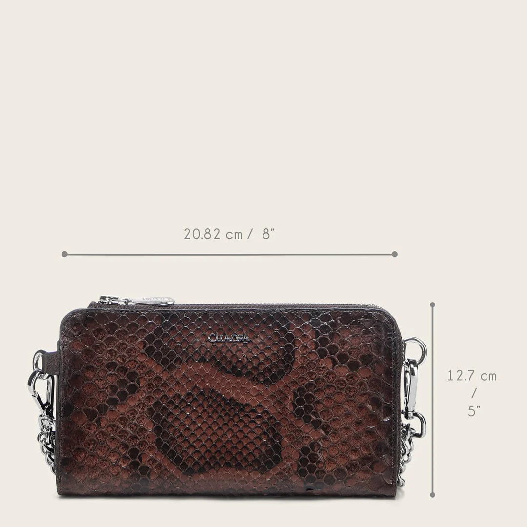 BD229PM - Cuadra chocolate python wristlet wallet for woman