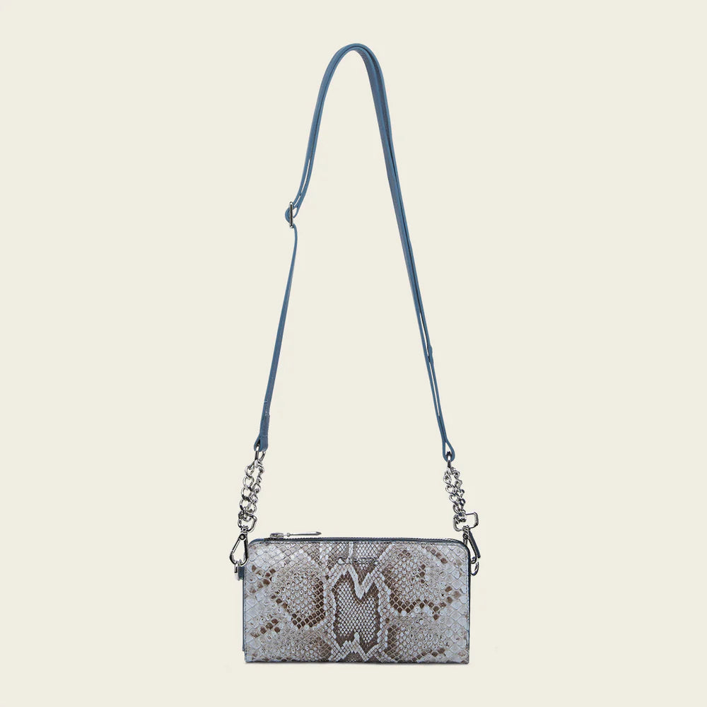 BD258PM - Cuadra blue casual fashion python wristlet wallet for woman