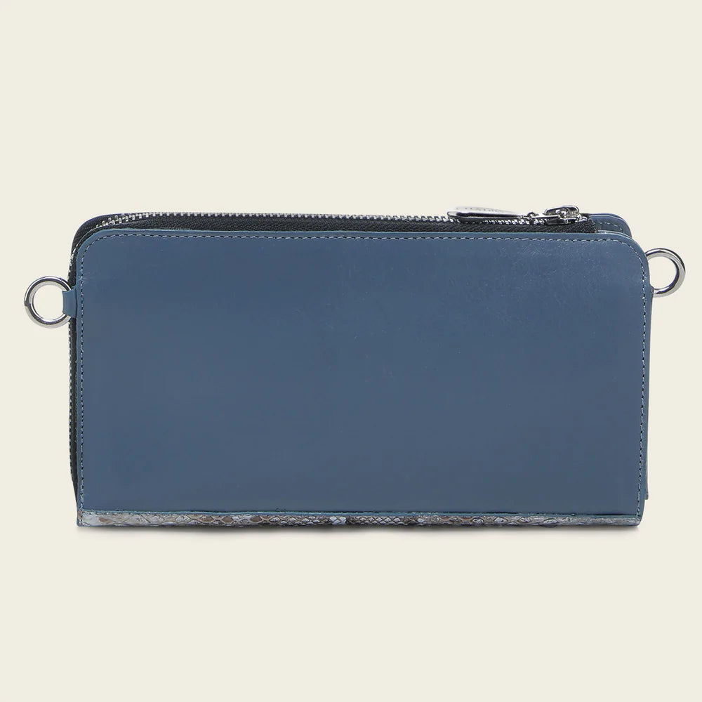 BD258PM - Cuadra blue casual fashion python wristlet wallet for woman