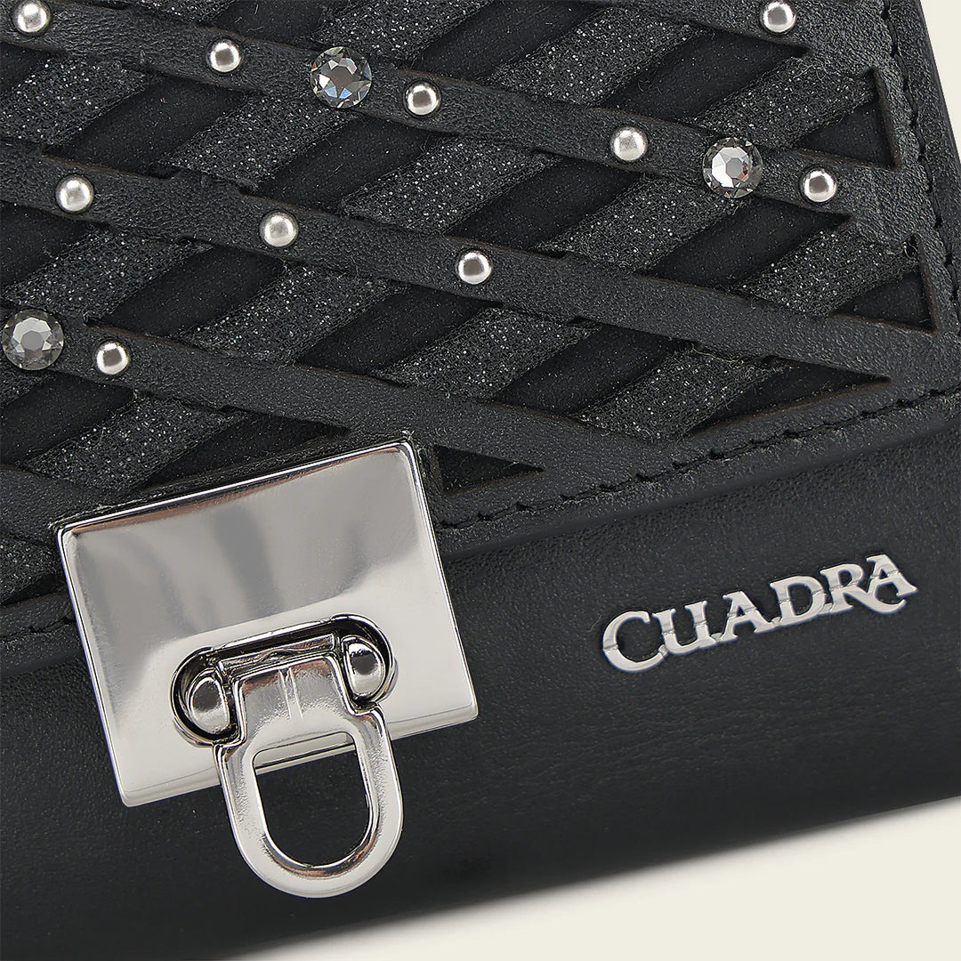 BD259RS - Cuadra black casual fashion trifold wallet for woman