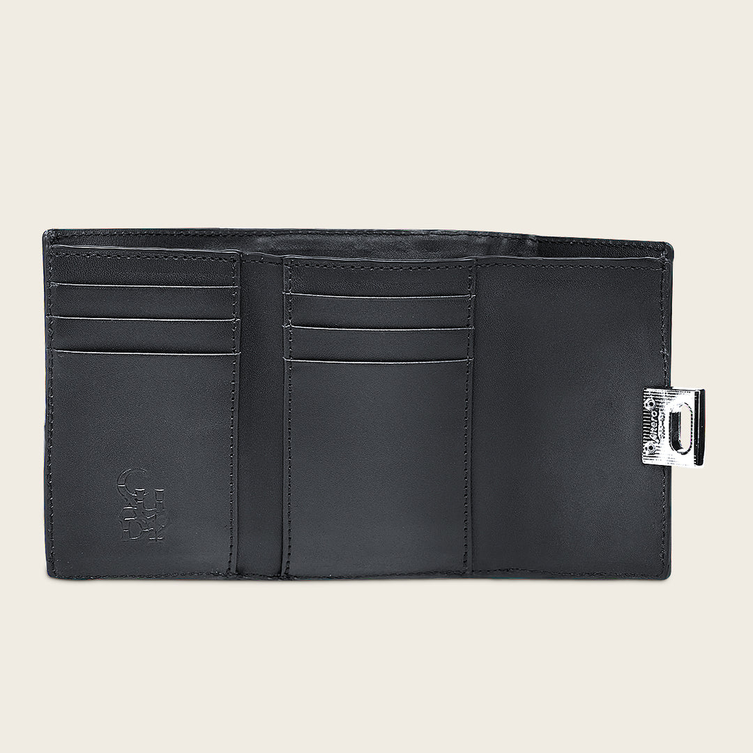 BD259RS - Cuadra black casual fashion trifold wallet for woman