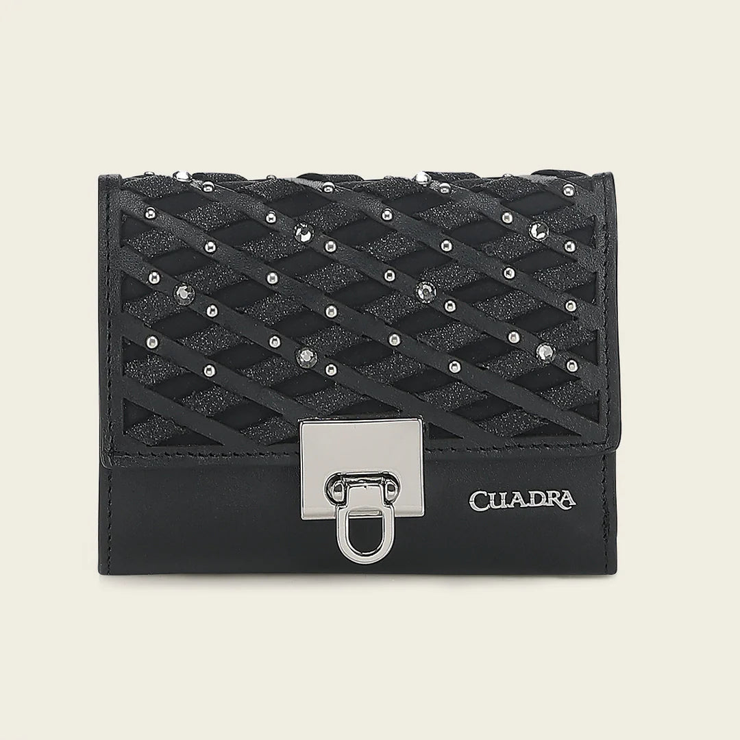 BD259RS - Cuadra black casual fashion trifold wallet for woman