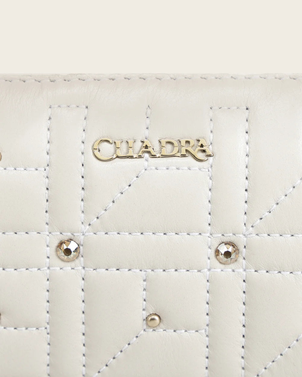 BD271CO - Cuadra white lambskin Swarovski crystal wristlet wallet for women