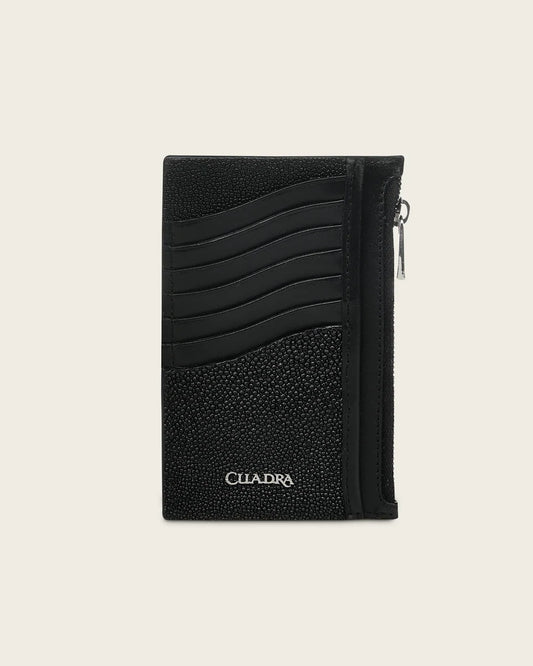 BD275MA - Cuadra black stingray leather zip card holder wallet for women