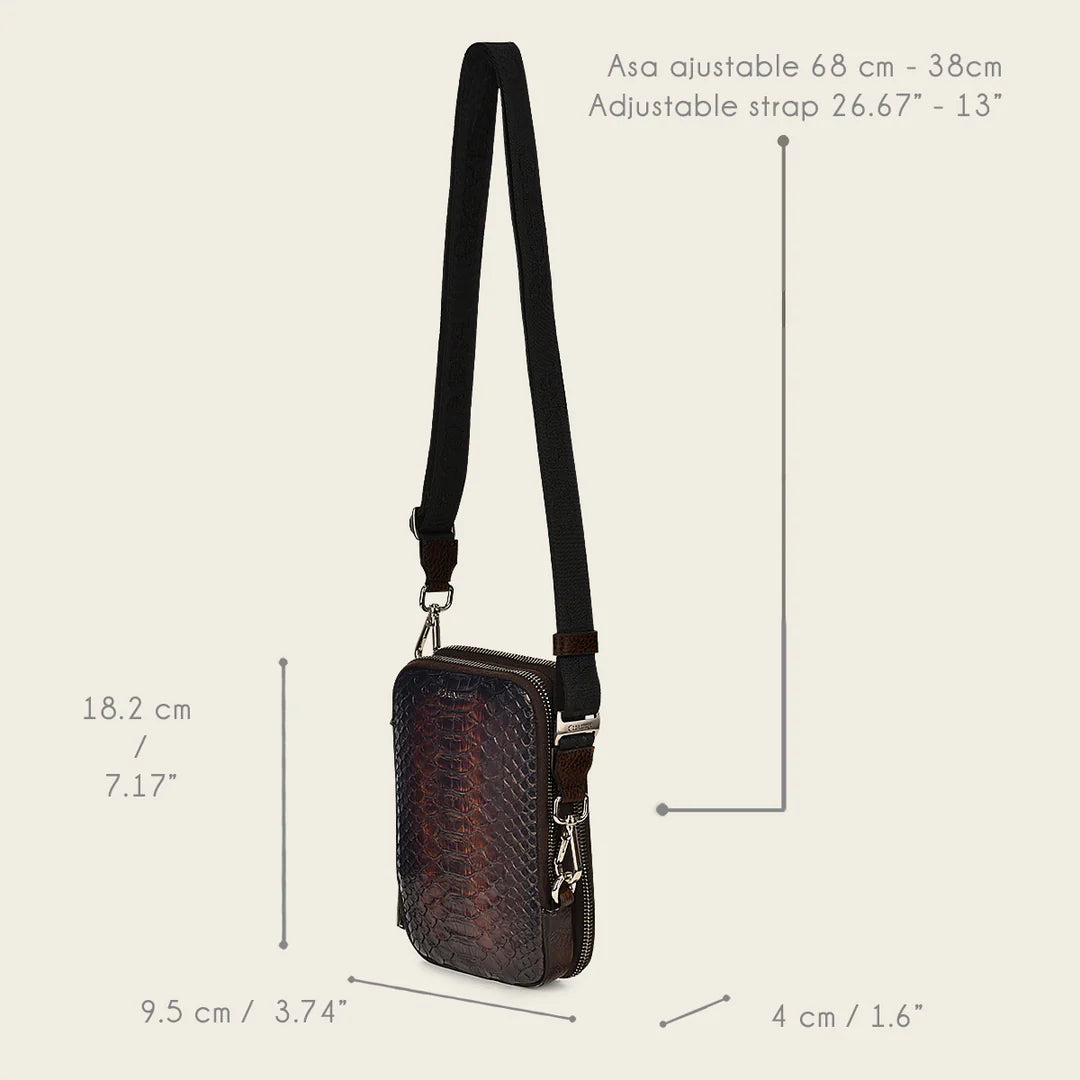 BOC05PH - Cuadra chocolate small fashion python messenger bag for men / women