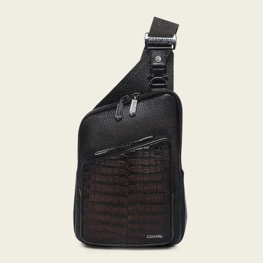 BOC44FY - Cuadra Brown Casual Caiman Leather Bag for Men