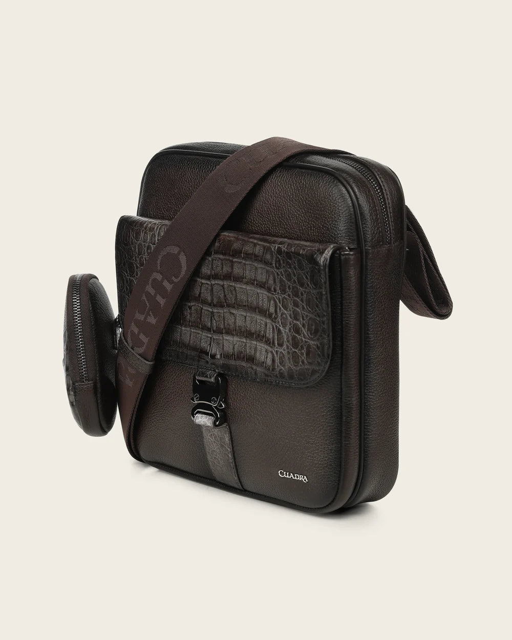 BOC61FY - Cuadra gray casual fashion caiman crossbody messenger bag for men