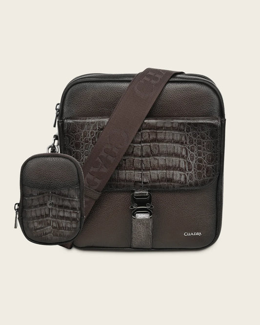 BOC61FY - Cuadra gray casual fashion caiman crossbody messenger bag for men