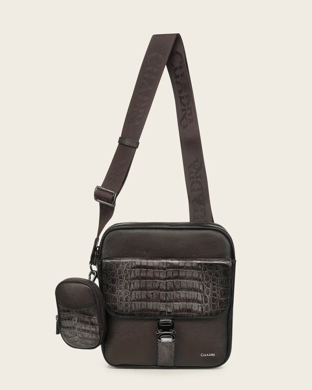BOC61FY - Cuadra gray casual fashion caiman crossbody messenger bag for men