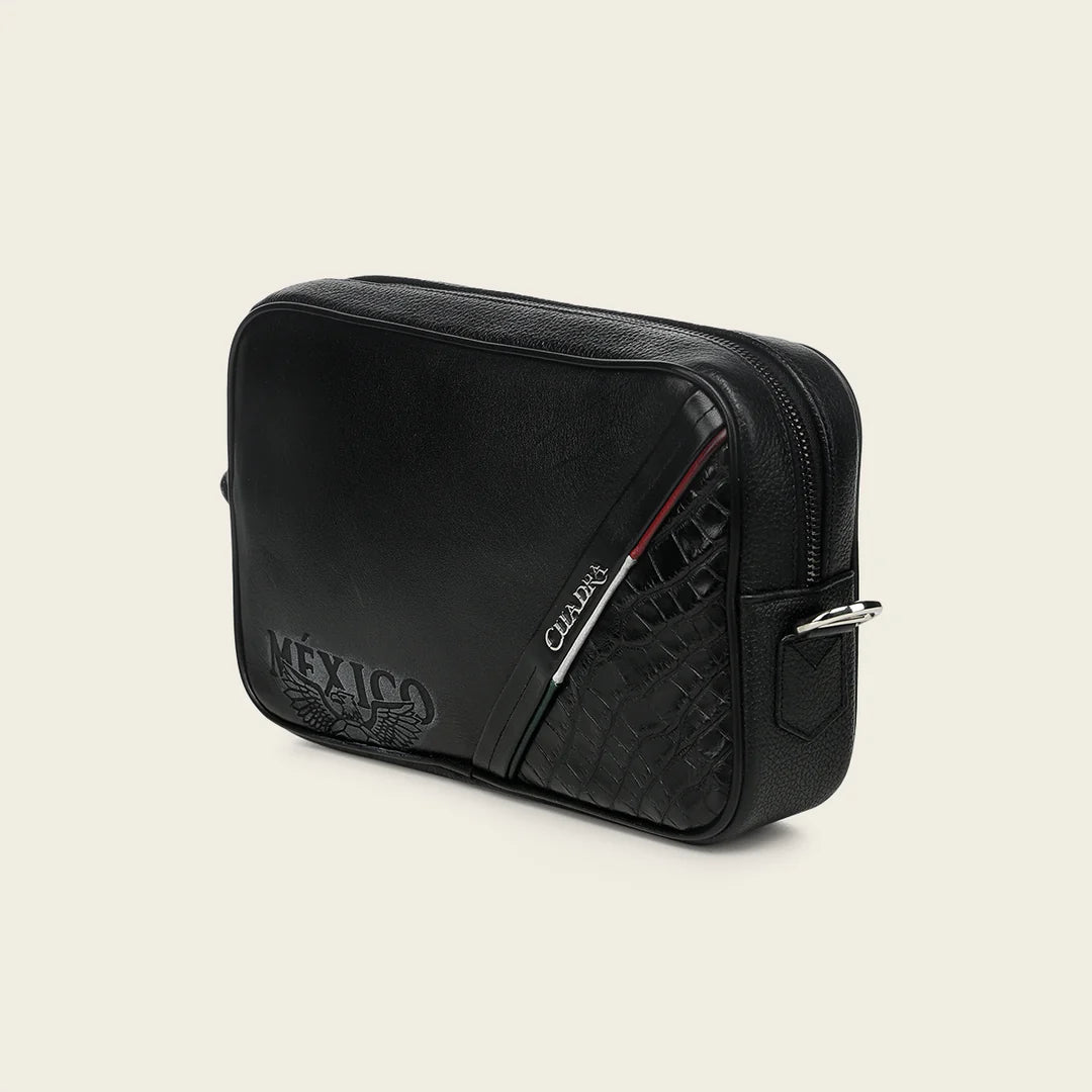 BOC62AL - Cuadra black alligator leather bag