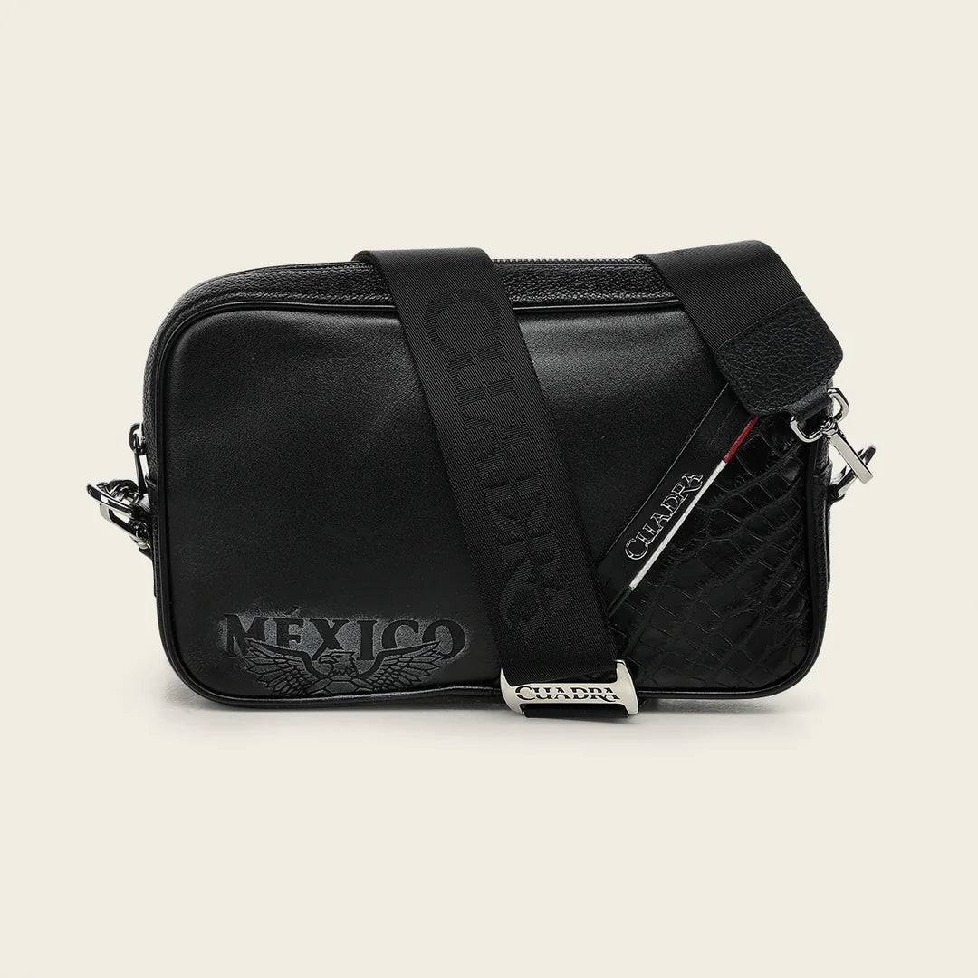 BOC62AL - Cuadra black alligator leather bag