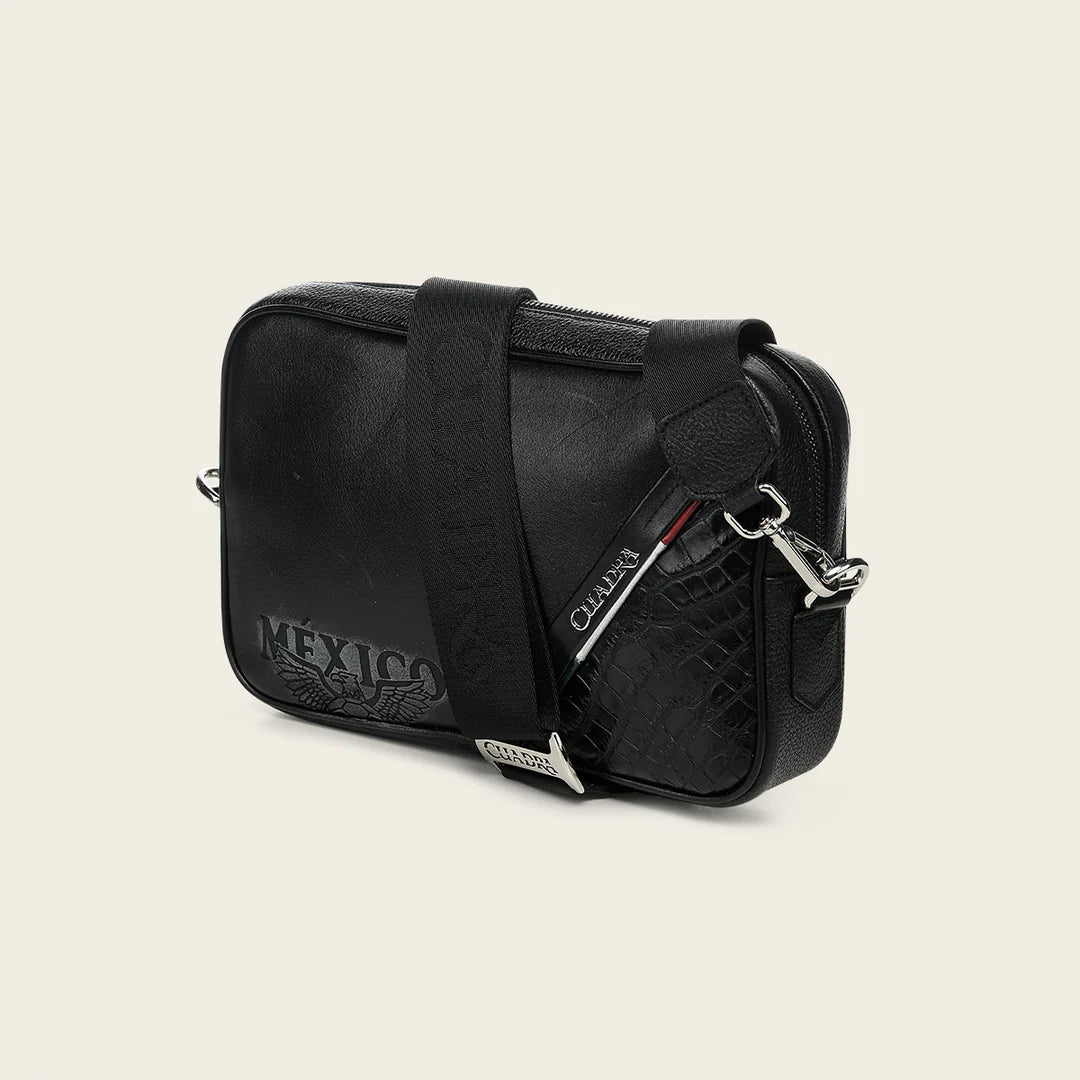 BOC62AL - Cuadra black alligator leather bag