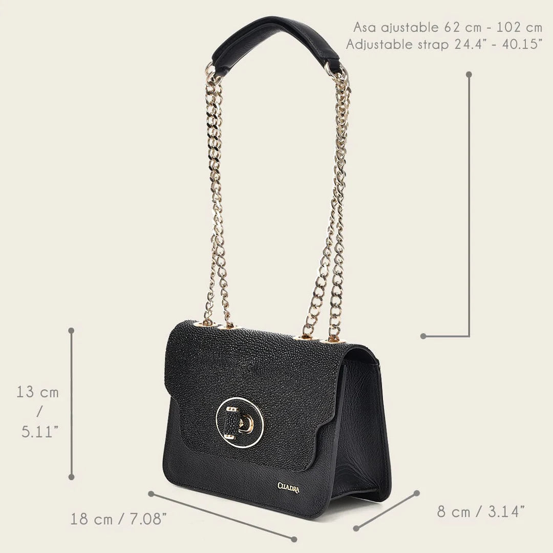 BOD0MMA - Cuadra Black Dress Fashion Stingray Purse for Women