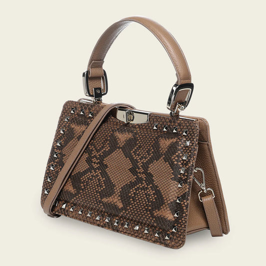 BOD1TPH - Cuadra Brown Casual Fashion Python Handbag for Women