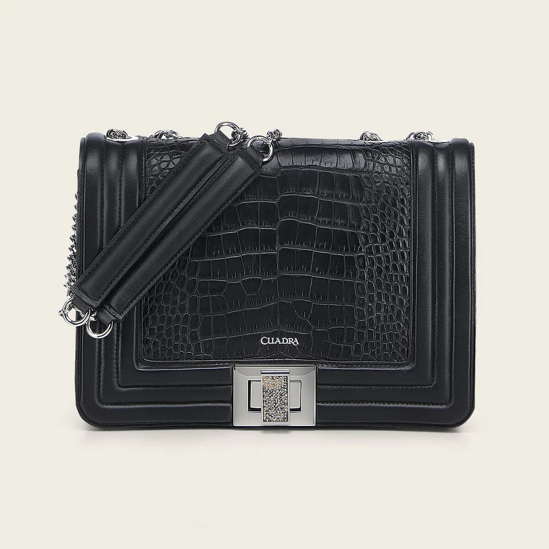 BOD3EAL - Cuadra Black Dress Fashion Alligator Leather Purse for Women
