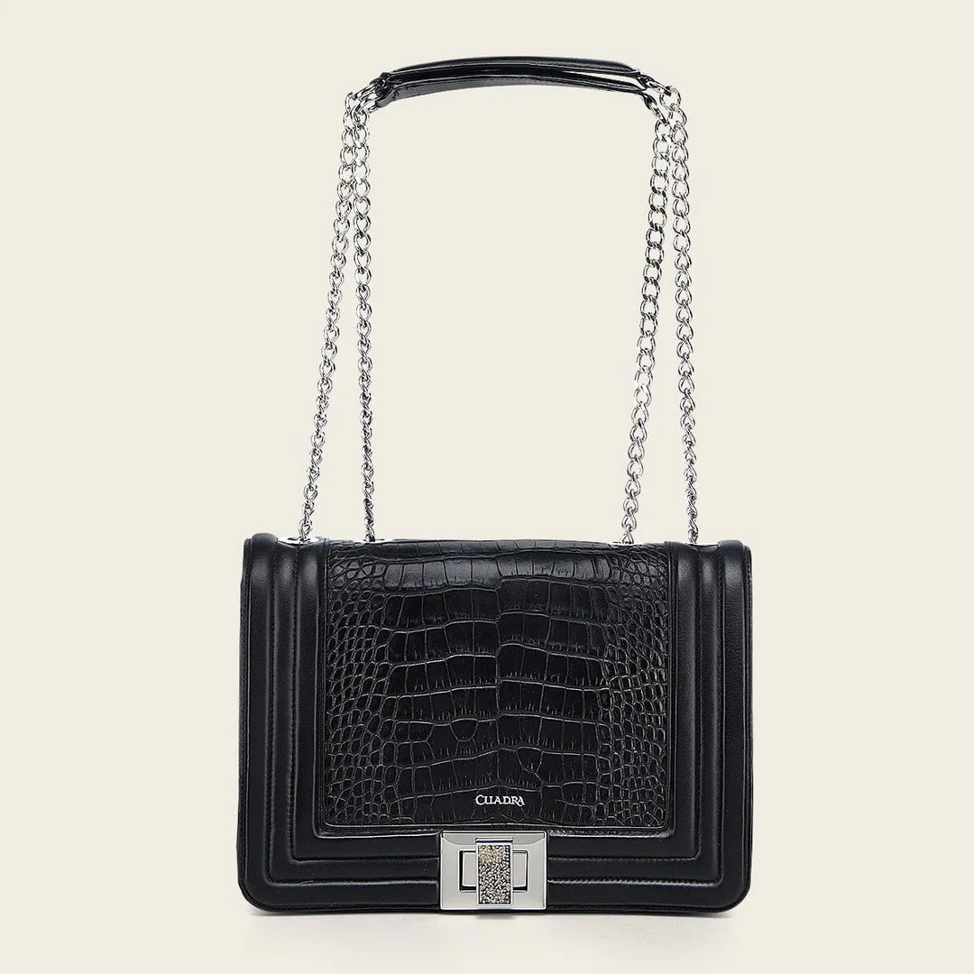 BOD3EAL - Cuadra Black Dress Fashion Alligator Leather Purse for Women