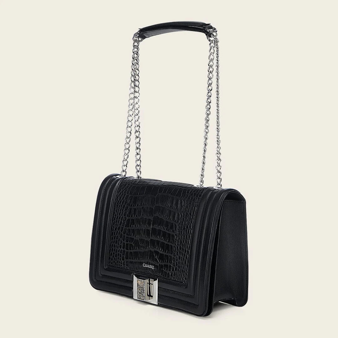 BOD3EAL - Cuadra Black Dress Fashion Alligator Leather Purse for Women