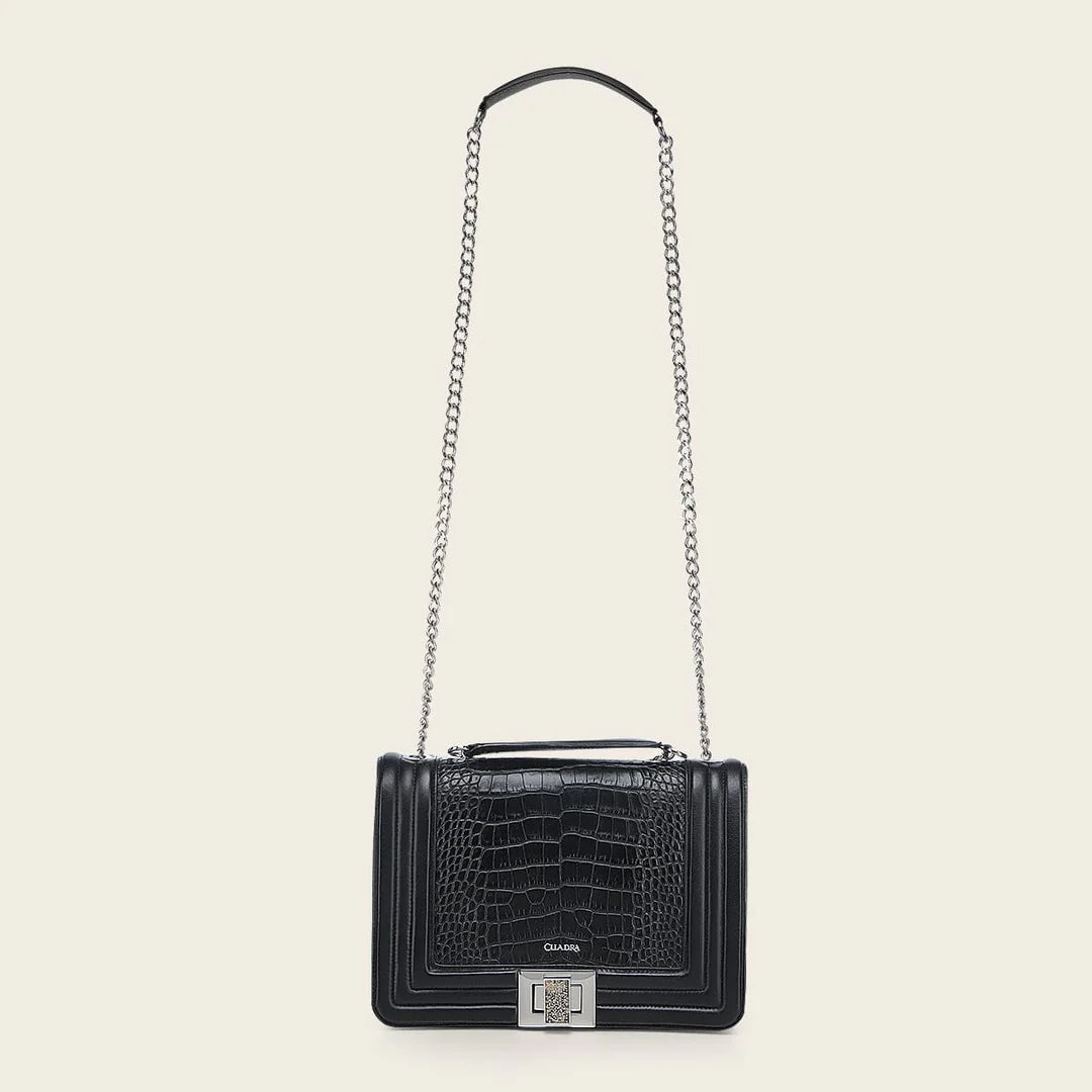 BOD3EAL - Cuadra Black Dress Fashion Alligator Leather Purse for Women