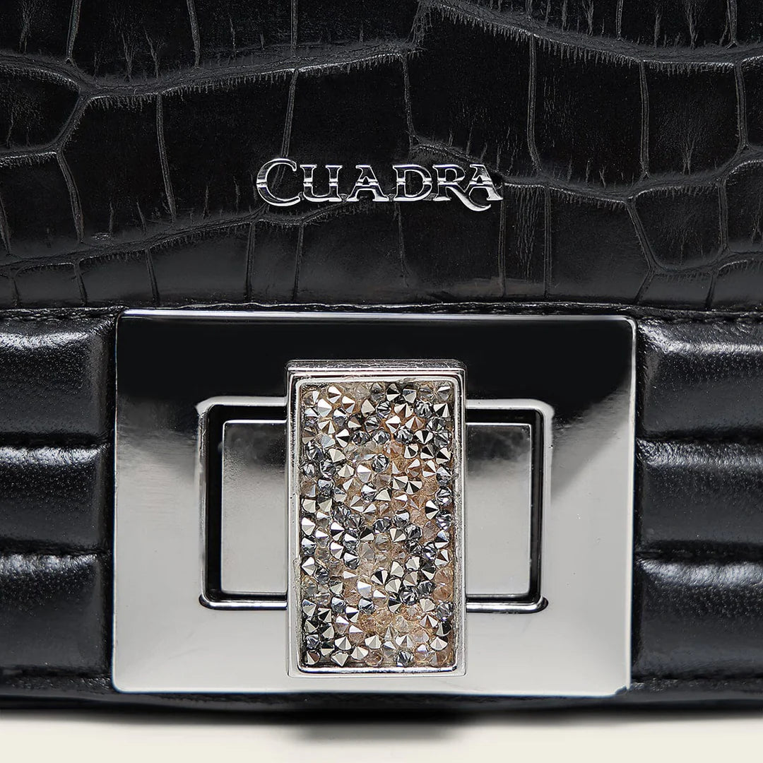 BOD3EAL - Cuadra Black Dress Fashion Alligator Leather Purse for Women