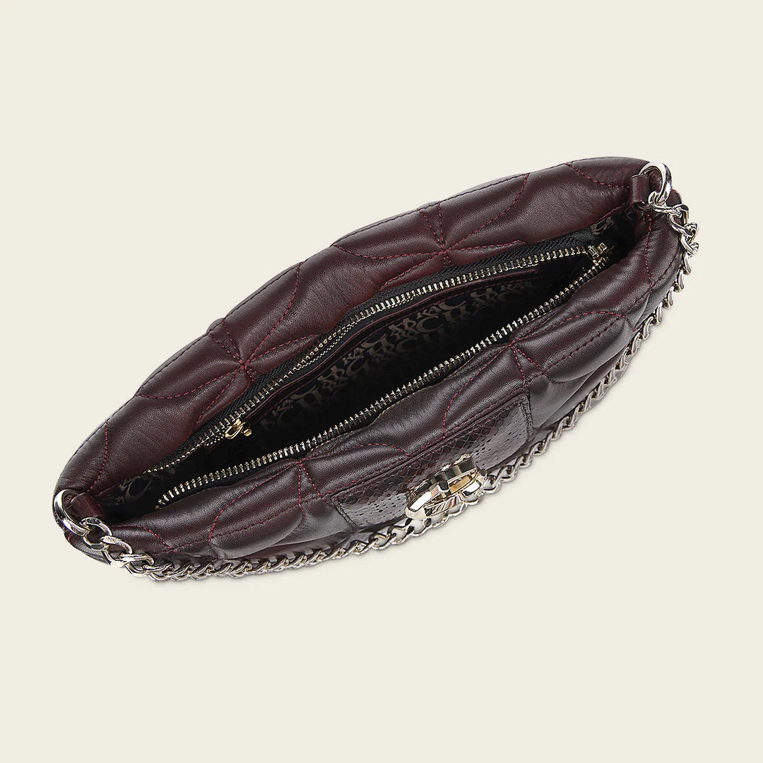 BOD3NPM - Cuadra wine dress fashion python skin purse for women