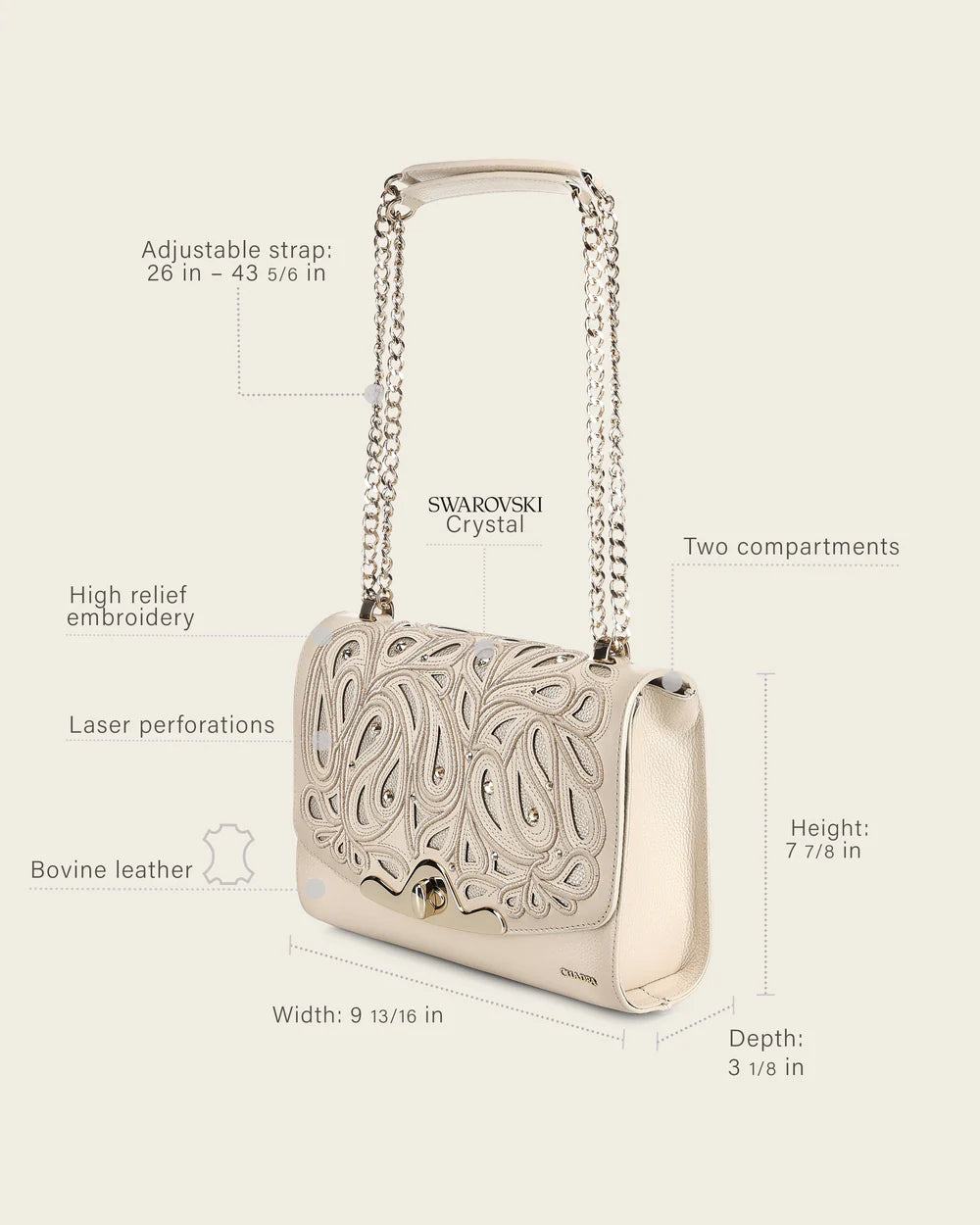 BOD4CRS - Cuadra beige fashion leather tote bag for women