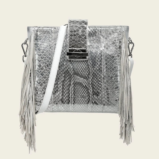 BOD4DPM - Cuadra Silver Fashion Python Skin Tote Bag for Women