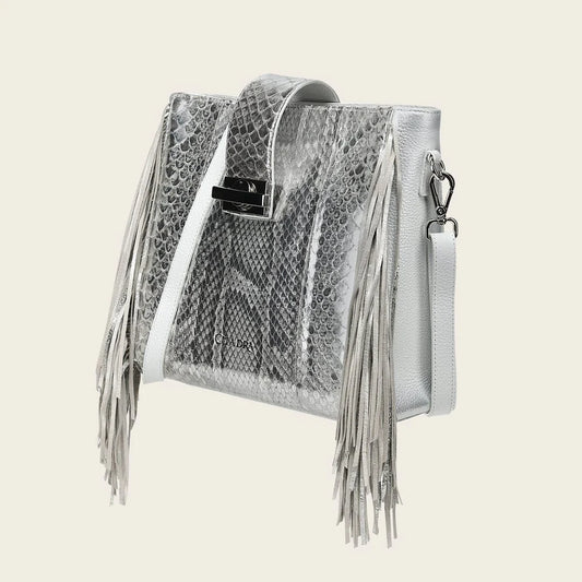 BOD4DPM - Cuadra Silver Fashion Python Skin Tote Bag for Women