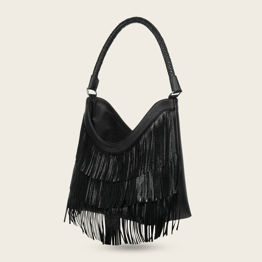 BOD4ZRS - Cuadra black western fringe leather hobo handbag for women