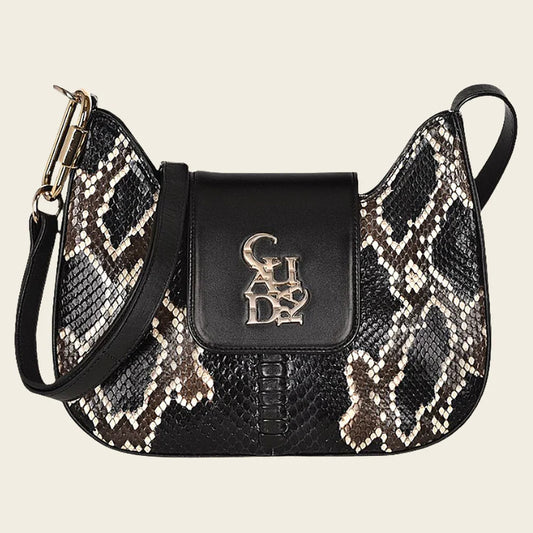 BOD88PI - Cuadra Black Fashion Python Crossbody Bag for Women