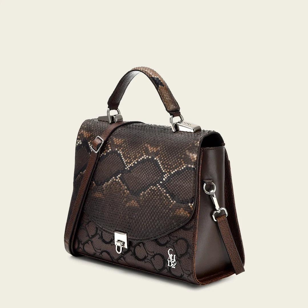 BOD95PH - Cuadra chocolate dress fashion python totebag for women-Kuet.us