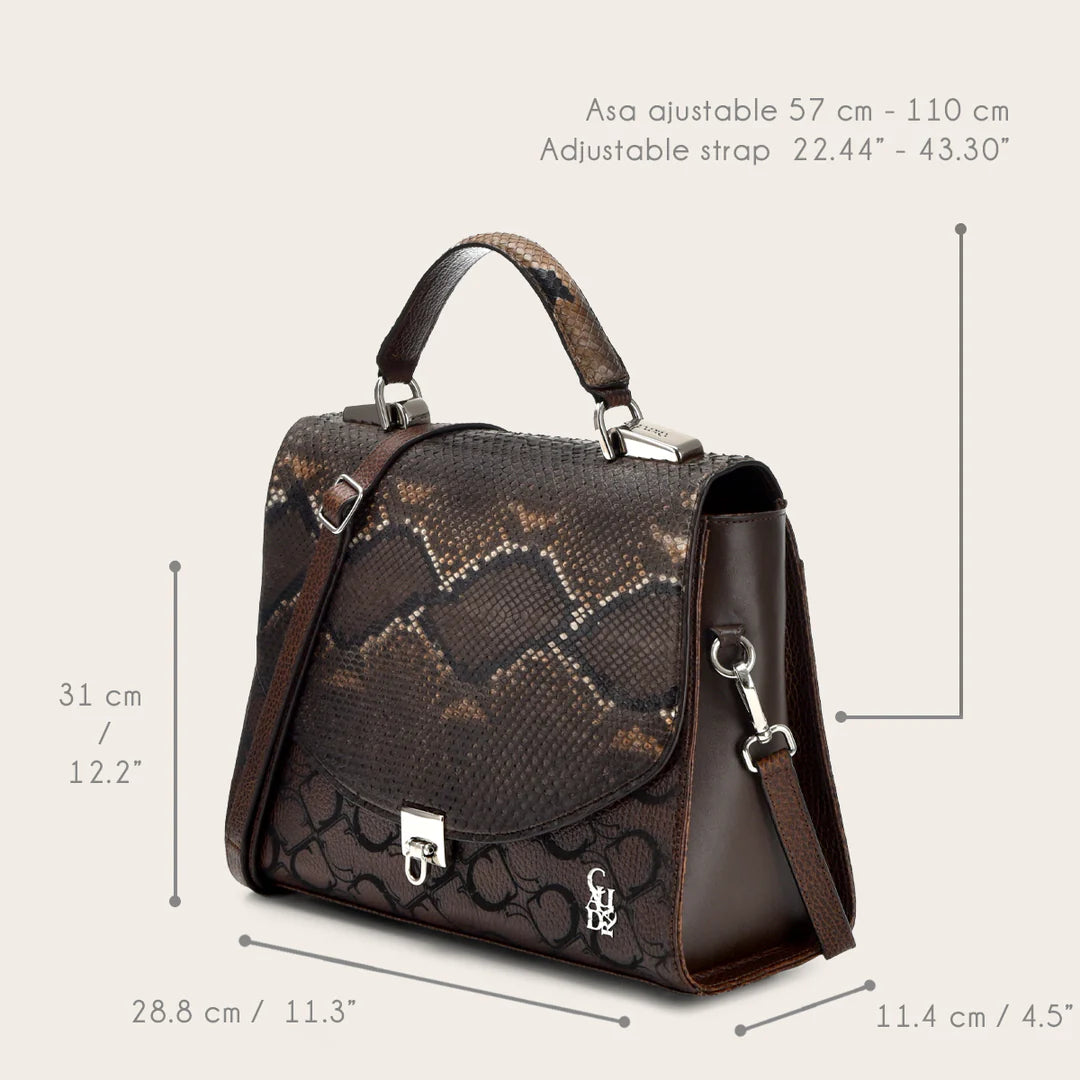 BOD95PH - Cuadra chocolate dress fashion python totebag for women-Kuet.us