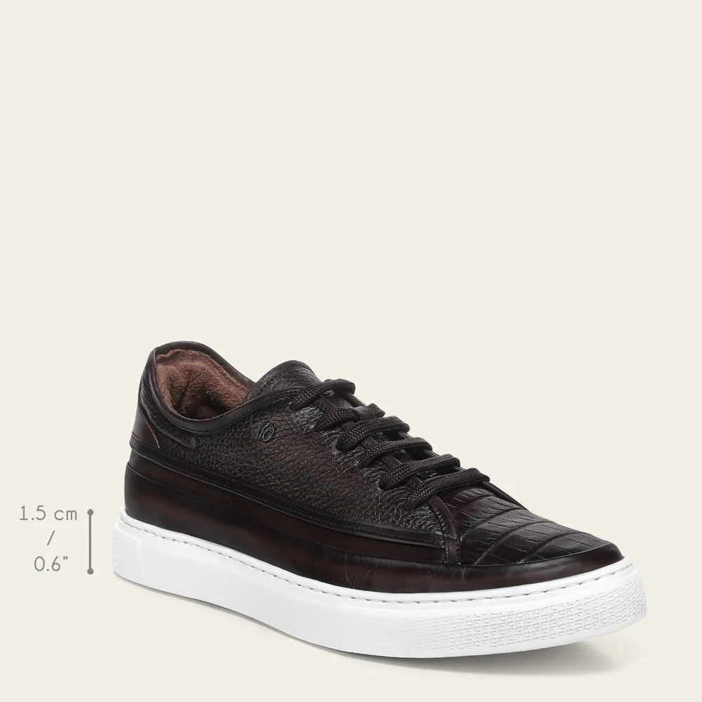 C46LPBI - Cuadra Brown Genuine Alligator Leather Sneakers for Men
