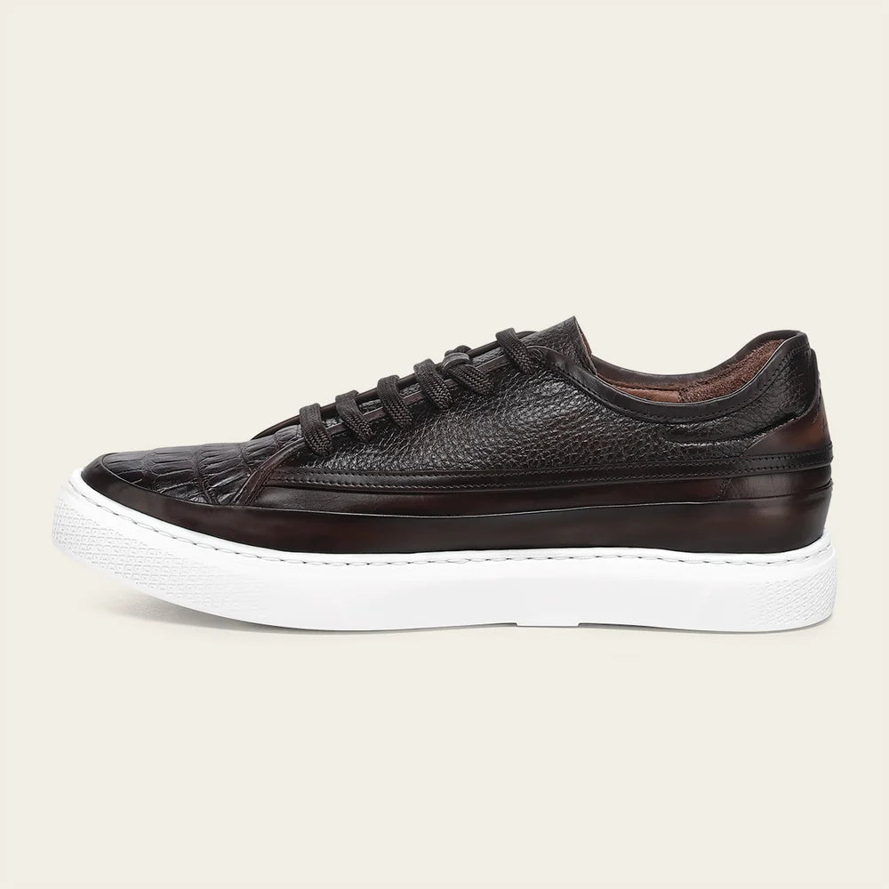 C46LPBI - Cuadra Brown Genuine Alligator Leather Sneakers for Men